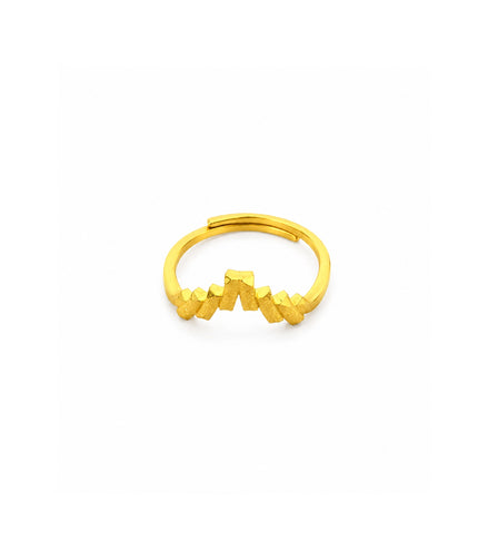 Gold Plated Geo Crest Adjustable Finger Ring