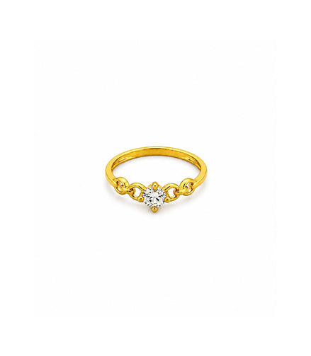 Gold Plated Aurielle Link Solitaire Finger Ring