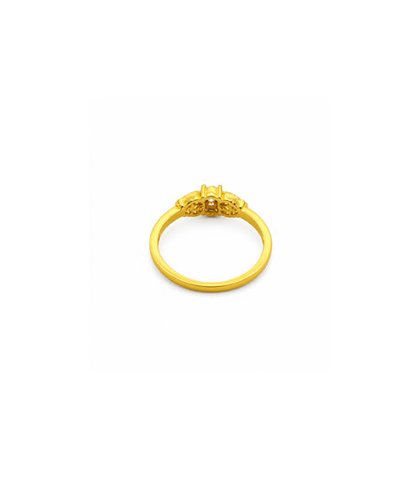 Gold Plated Delicate Floral Solitaire Finger Ring