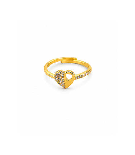 Gold Plated Elegant Heart Adjustable AD Finger Ring