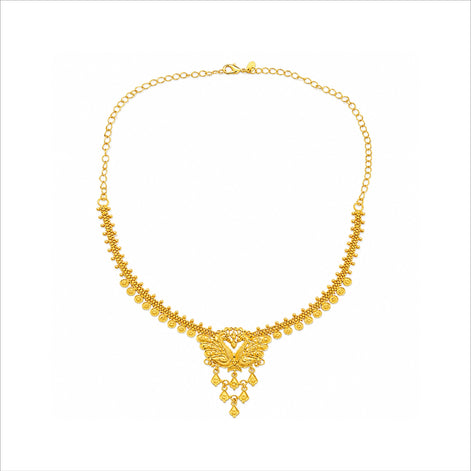 traditional gold plated peacock motif necklace DST10204