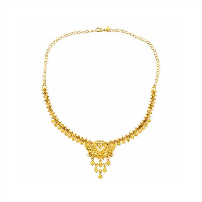 traditional gold plated peacock motif necklace DST10204