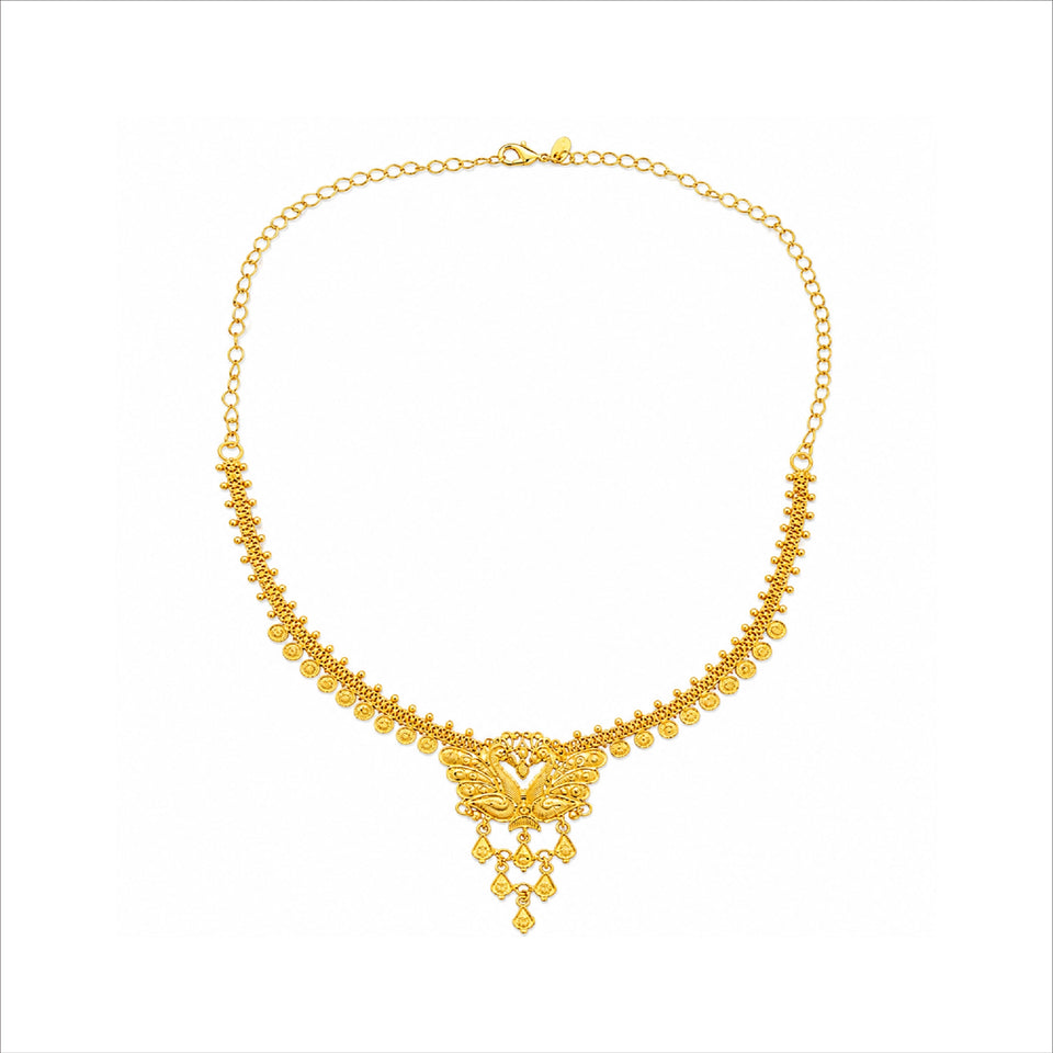 traditional gold plated peacock motif necklace DST10204