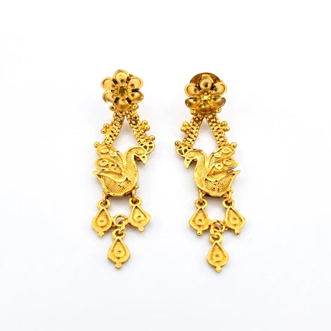 traditional gold plated peacock motif earrings DST10204