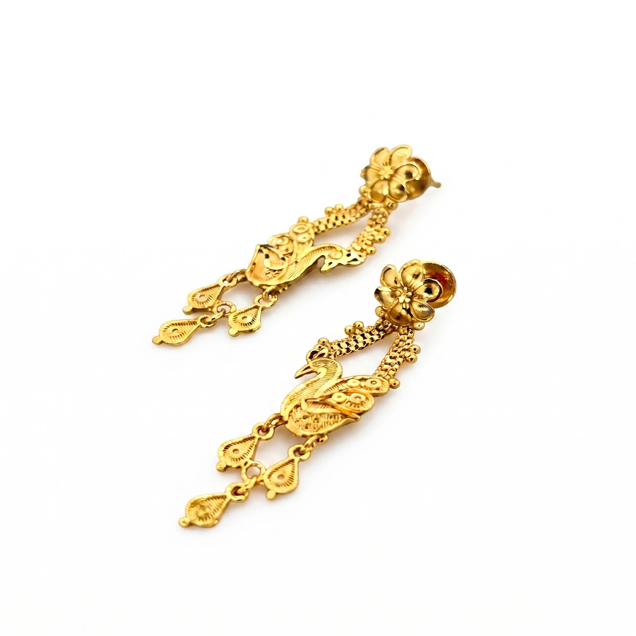 traditional gold plated peacock motif earrings DST10204