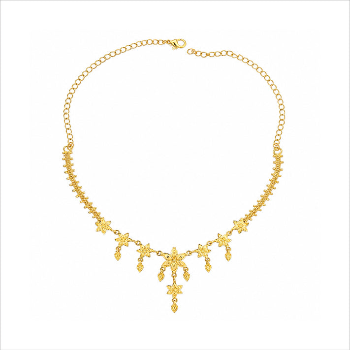 elegant gold plated floral motif necklace set DST10212