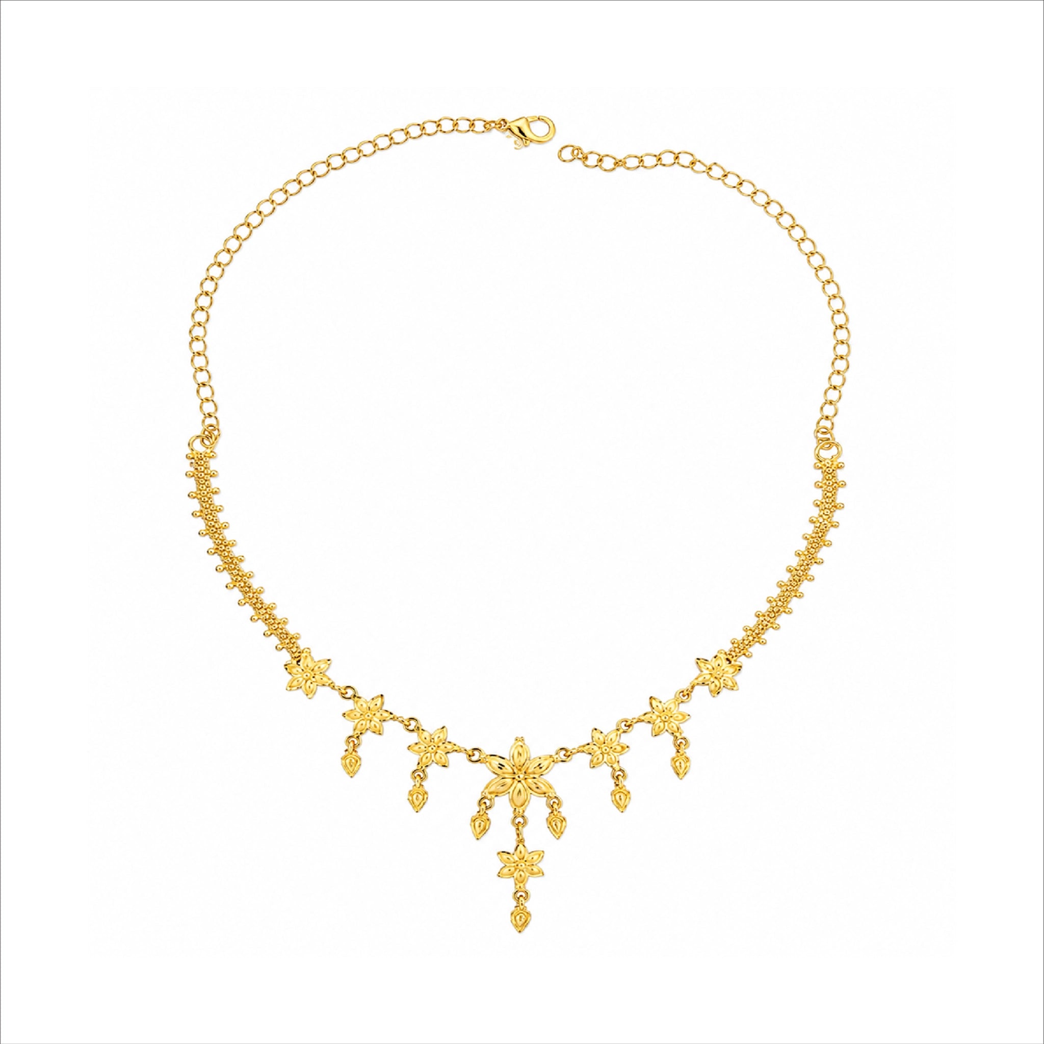 elegant gold plated floral motif necklace set DST10212