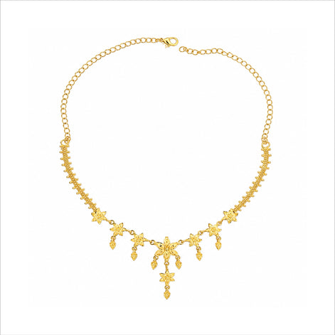 elegant gold plated floral motif necklace set DST10212