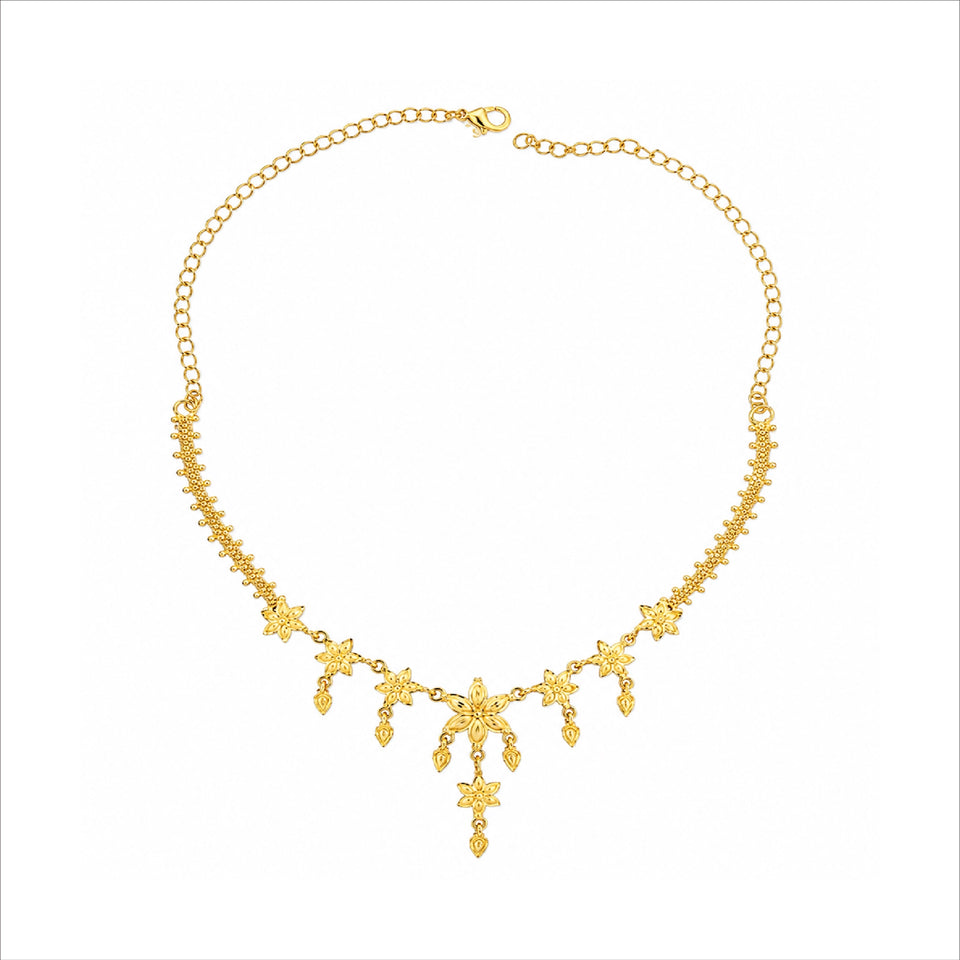 elegant gold plated floral motif necklace set DST10212