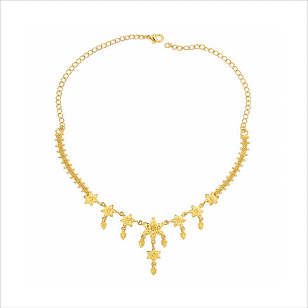 elegant gold plated floral motif necklace set DST10212