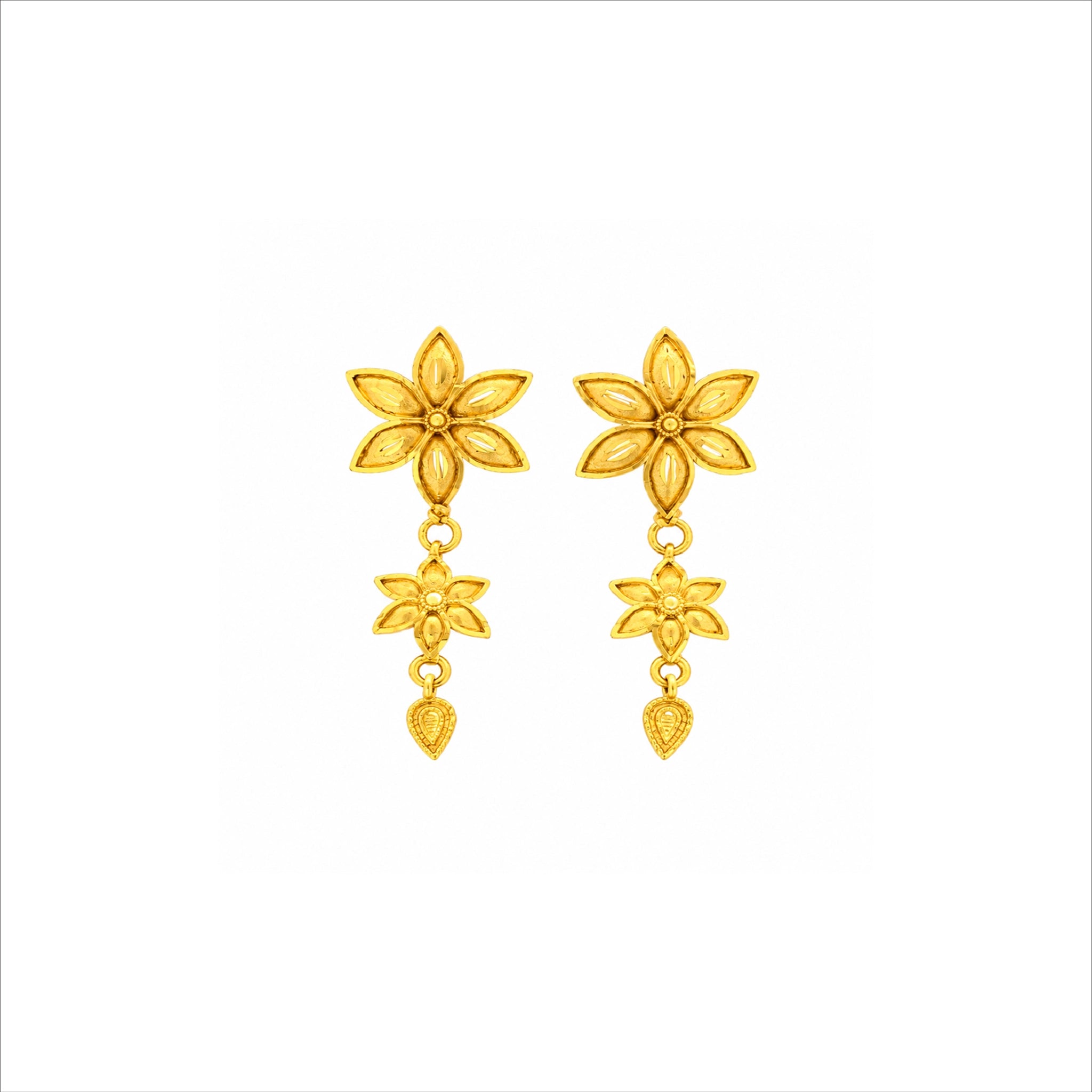 elegant gold plated floral motif earrings DST10212