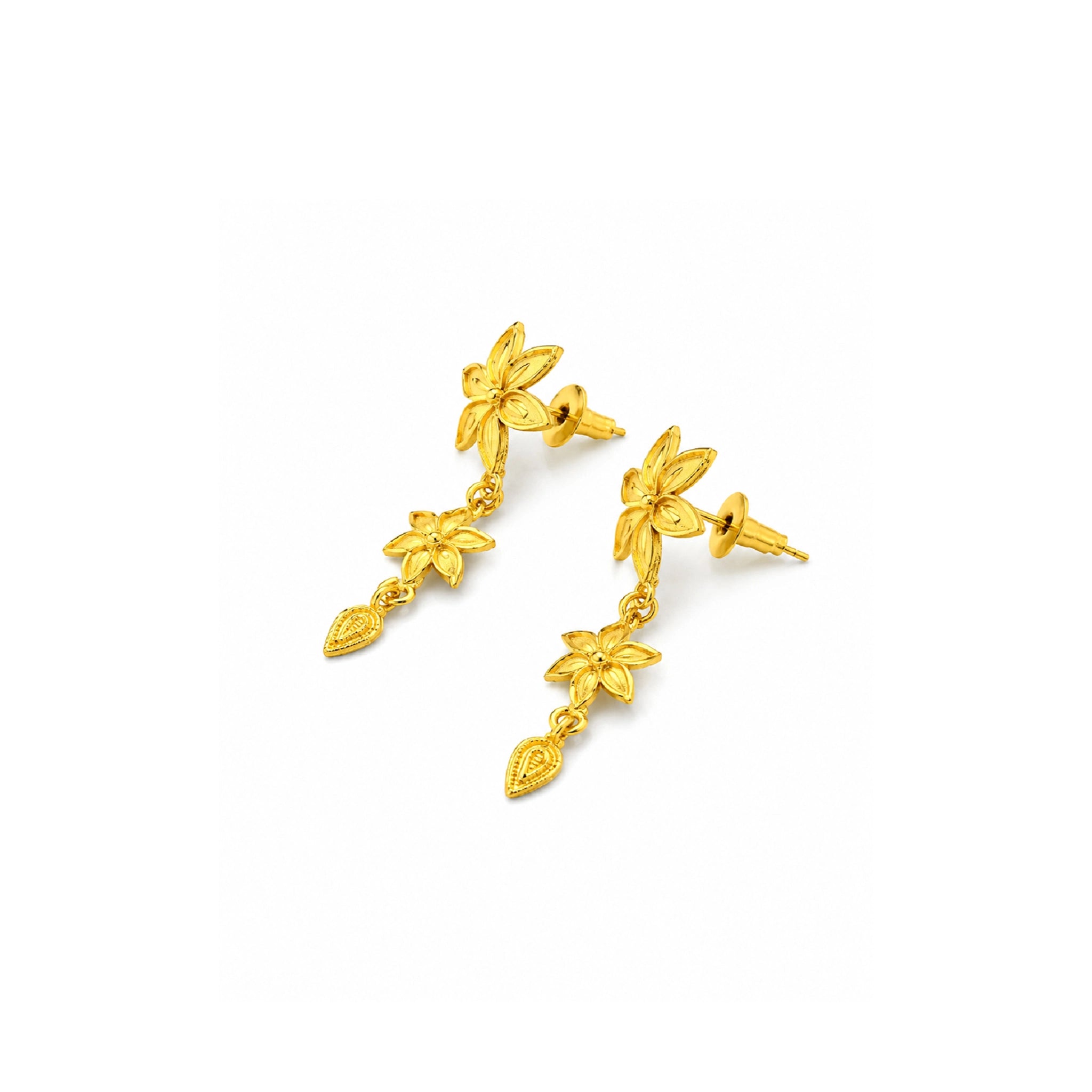 elegant gold plated floral motif earrings DST10212