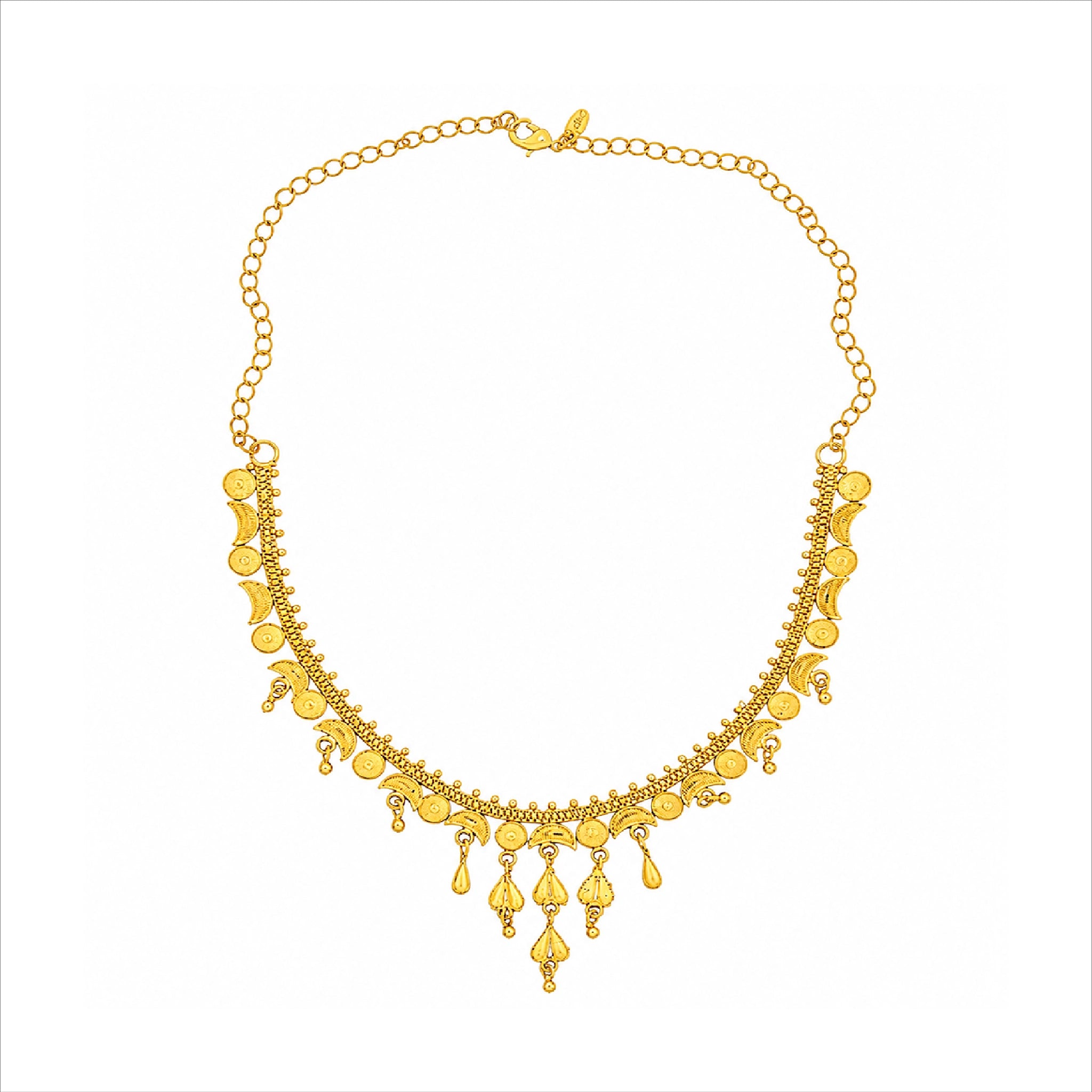 gold plated geometric filigree necklace set DST10228