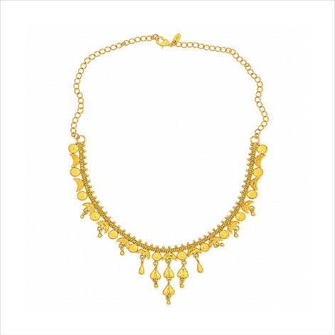 gold plated geometric filigree necklace set DST10228