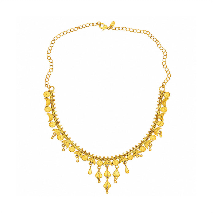 gold plated geometric filigree necklace set DST10228