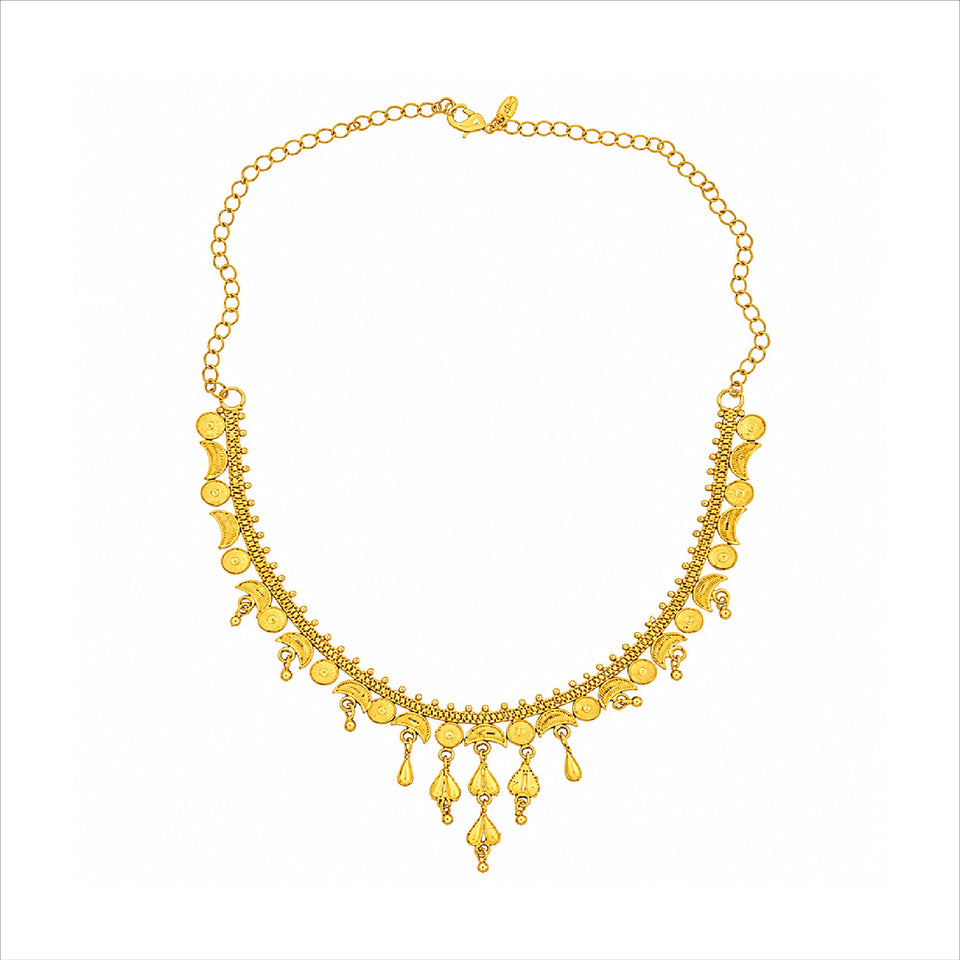 gold plated geometric filigree necklace set DST10228