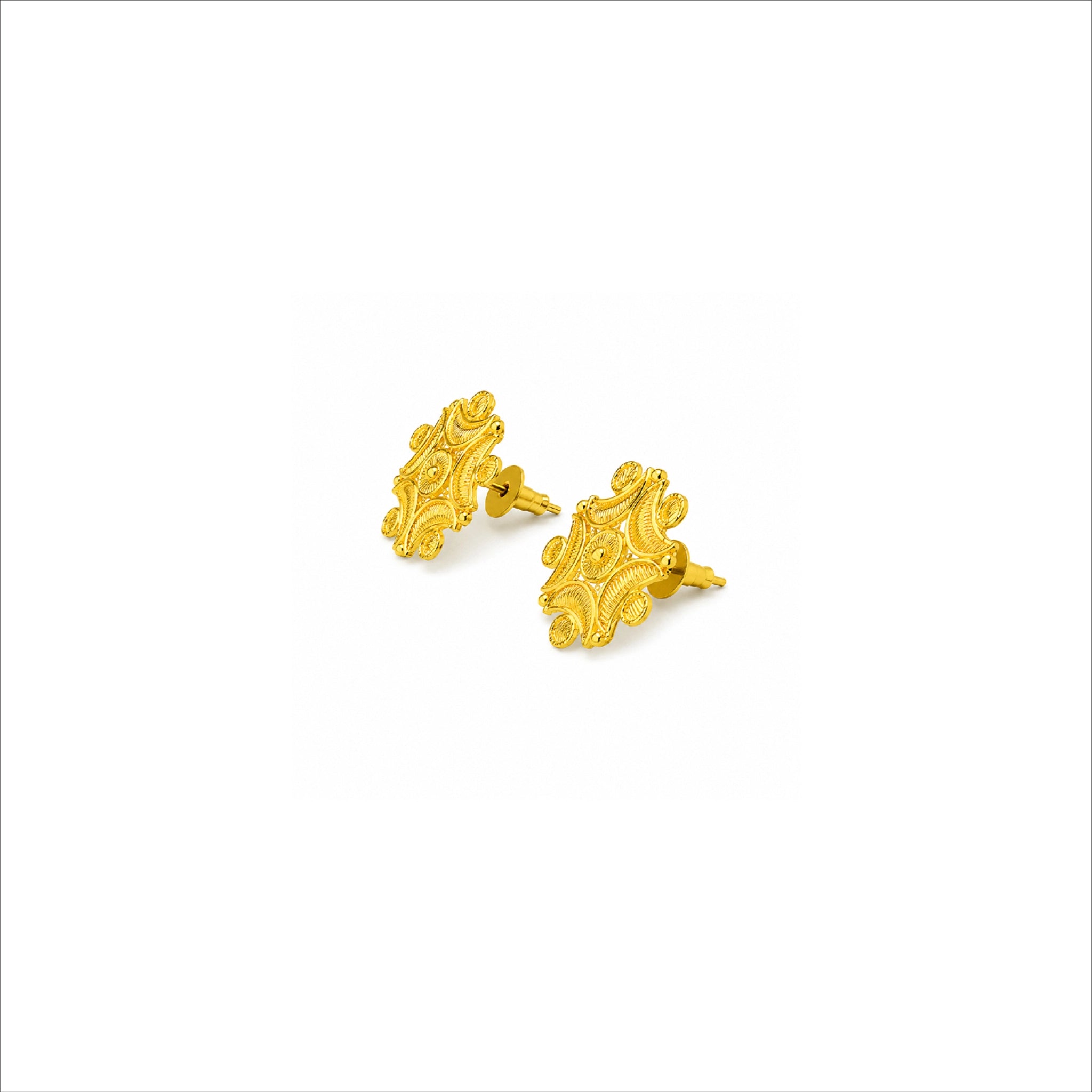 gold plated geometric filigree earrings DST10228